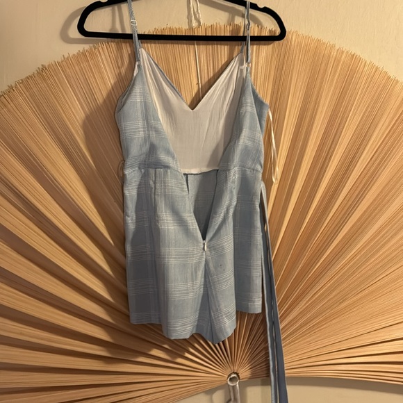 Cynthia Tie Front Romper in Light Blue Plaid - Picture 5 of 6
